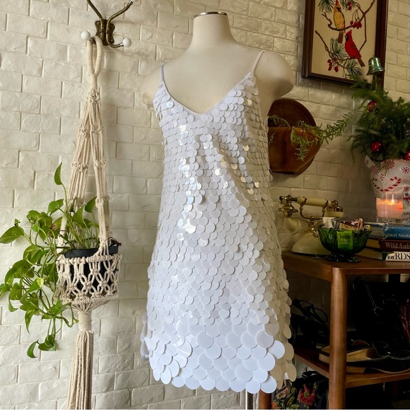 Audrey Parks x Francescas Ellen Piette Mini Dress White Sequin - Picture 4 of 16